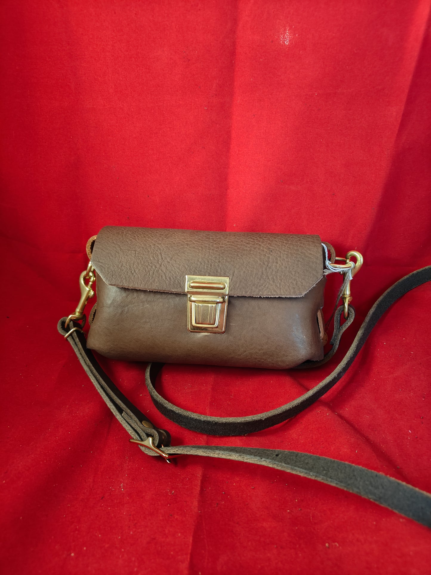 Woven Crossbody Clutch (Brown/Rust/Brass)