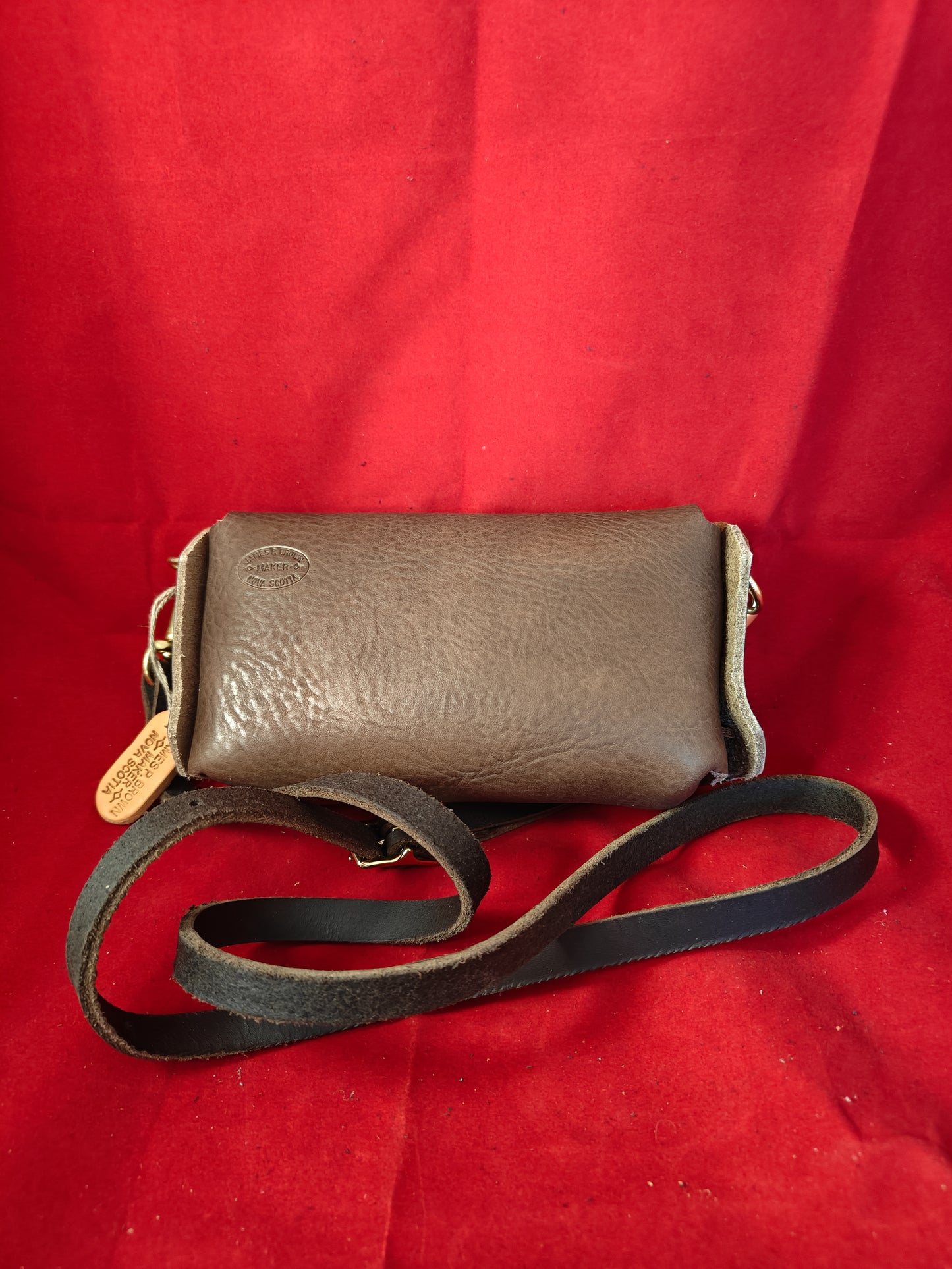 Woven Crossbody Clutch (Brown/Rust/Brass)